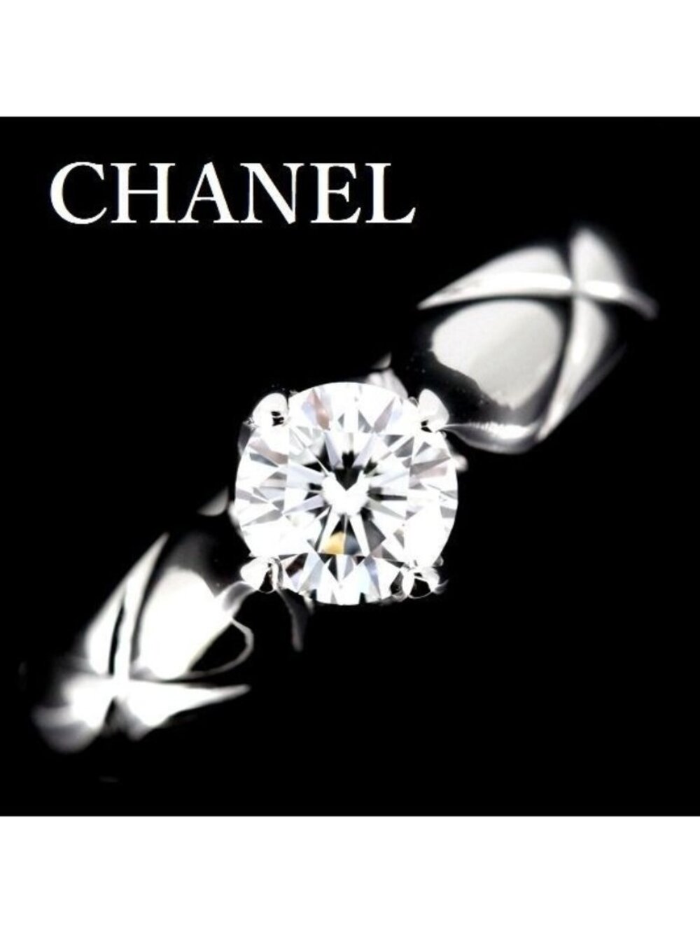 Chanel Quilted Diamond 050 CT E-Vvs 2 Ring Pt950